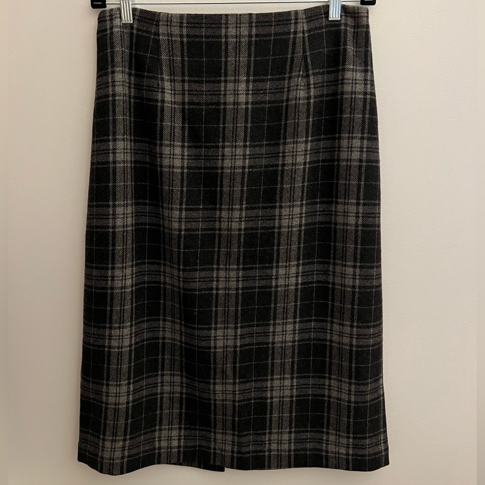 Eddie Bauer Wool Blend Plaid Straight Skirt Size 12